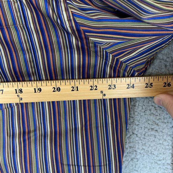 Johnston & Murphy Shirt Mens L Blue Striped Long Sleeve Button Up Tailored Fit - Picture 4 of 7
